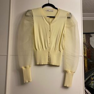 Zara yellow puff sleeve blouse, last day to buy